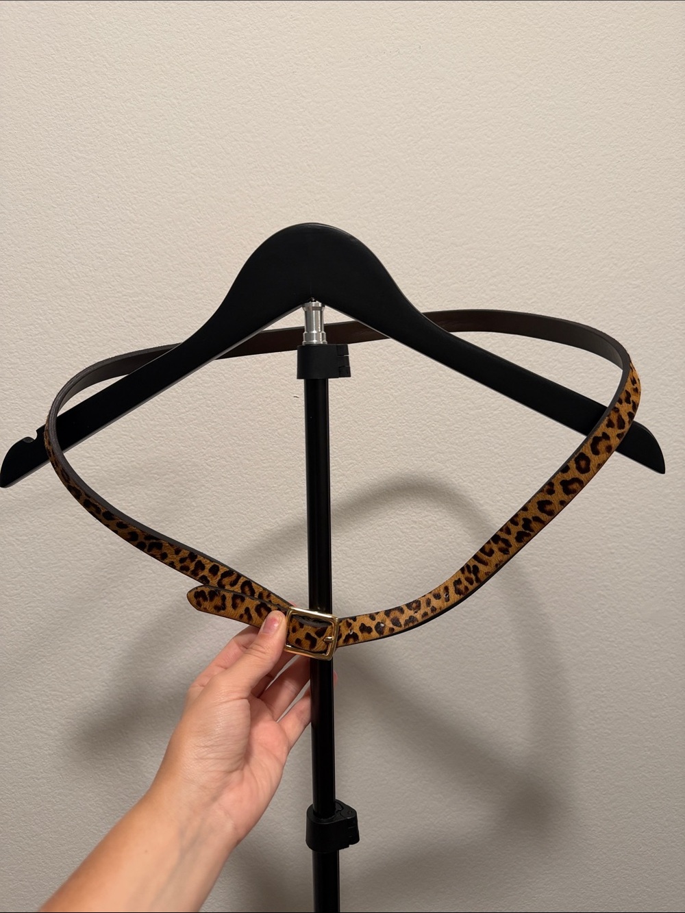 Express Leopard Print Skinny Belt - Brown & Black